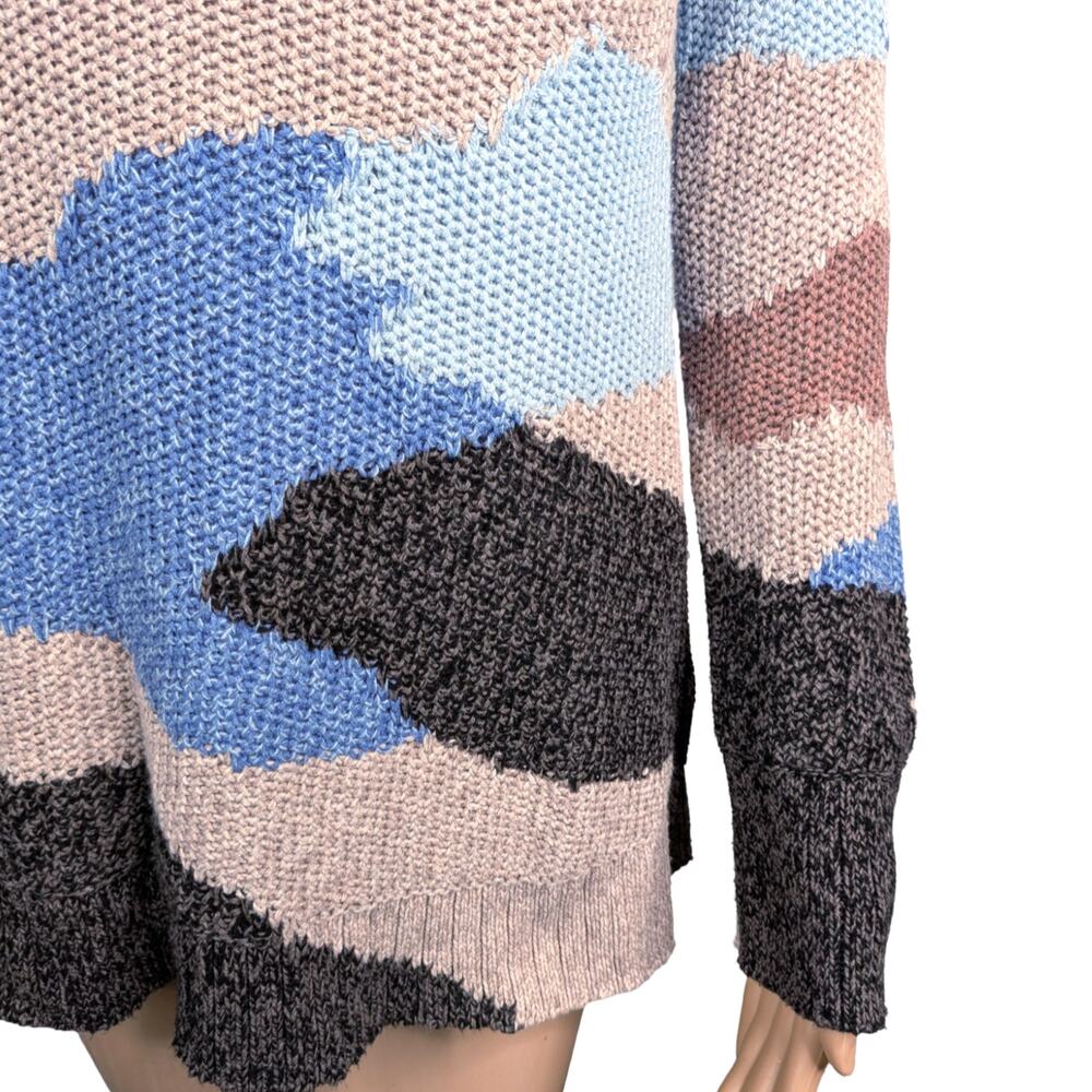 Nic + Zoe Winter Waves Mock Neck Sweater XS Earthy Abstract Knit Pullover EUC - Picture 7 of 13
